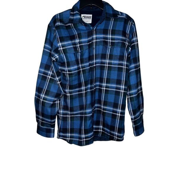 mountain khaki flannel blue size small Preppy Button Down Collar Comfy - Picture 1 of 7